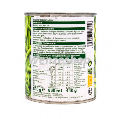 Haricots verts 800 g - Rochambeau