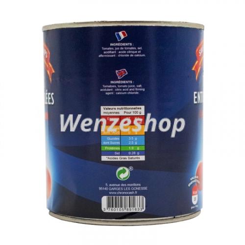 Tomates entières pelées - Saveurs des champs  800g